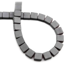 Uçar Doğal Taş Hematit Doğal Taş Mat Gri Yassı Kare Kesim 8x8mm Dizi [AA]