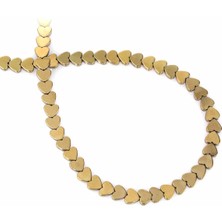 Uçar Doğal Taş Hematit Doğal Taş Parlak Antik Sarı Kalp Kesim 6mm Dizi