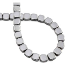 Uçar Doğal Taş Hematit Doğal Taş Parlak Gümüş Yassı Kare Kesim 8mm Dizi