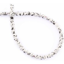 Uçar Doğal Taş Hematit Doğal Taş Mat Benekli Beyaz Küre Kesim 4mm Dizi [AA]