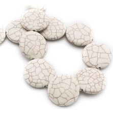 Uçar Doğal Taş Turkuaz Sıkma Beyaz Daire Kesim 30x9mm Dizi