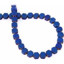 Uçar Doğal Taş Hematit Doğal Taş Mat Mavi Altıgen Kesim 7X4MM Dizi