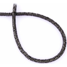 Uçar Doğal Taş Hematit Doğal Taş Parlak Füme Dalgalı Rondela Kesim 4x1mm Dizi