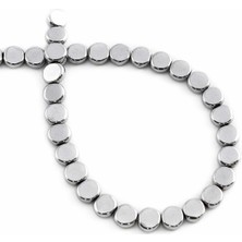 Uçar Doğal Taş Hematit Doğal Taş Parlak Gümüş Daire Kesim 6mm Dizi