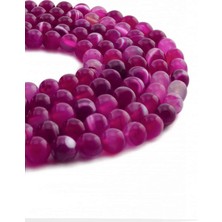 Uçar Doğal Taş Akik Doğal Taş Parlak Fuşya Küre Kesim 8mm Dizi