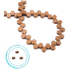 Uçar Doğal Taş Hematit Doğal Taş Parlak Kahverengi Yassı Altıgen Kesim Çift Delik 8x8mm Dizi [AA]