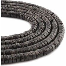 Uçar Doğal Taş Larvakit Doğal Taş Parlak Siyah Dore Kesim 6x3mm Dizi [AA]