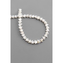 Uçar Doğal Taş Sedef Doğal Taş Parlak Beyaz Yıldız Kesim 7x3mm Dizi [AA]