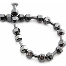 Uçar Doğal Taş Hematit Doğal Taş Parlak Füme Dambıl Kesim 8x20mm Dizi [AA]