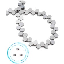 Uçar Doğal Taş Hematit Doğal Taş Parlak Gümüş Yassı Altıgen Kesim Çift Delik 8x8mm Dizi [AA]