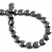 Uçar Doğal Taş Hematit Doğal Taş Parlak Füme Yuvarlak Bombeli Faset 8mm Dizi [AA]