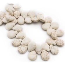 Uçar Doğal Taş Turkuaz Sıkma Beyaz Damla Kesim Beyaz 19x14mm Dizi