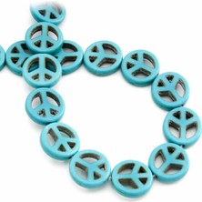 Uçar Doğal Taş Turkuaz Sıkma Doğal Taş Parlak Mavi Daire Kesim 15x5mm Dizi [B+]