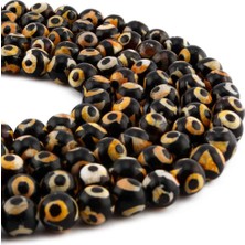 Uçar Doğal Taş Tibet Akik Doğal Taş Parlak Sarı Küre Kesim 8mm Dizi [AA]