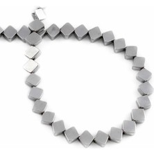 Uçar Doğal Taş Hematit Doğal Taş Parlak Gümüş Kare Kesim 6X6MM Dizi