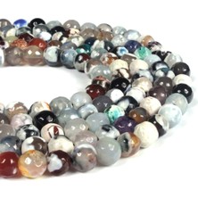 Uçar Doğal Taş Akik Doğal Taş Parlak Küre Faset Kesim 8mm Dizi [AA]