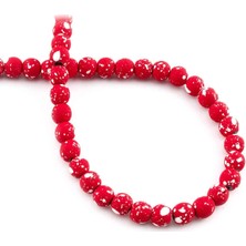 Uçar Doğal Taş Hematit Doğal Taş Mat Benekli Kırmızı Küre Kesim 6mm Dizi [AA]