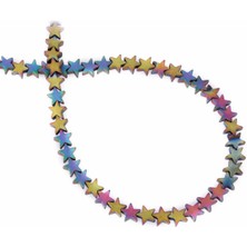 Uçar Doğal Taş Hematit Doğal Taş Mat Gökkuşağı Yıldız Kesim 7mm Dizi