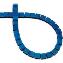 Uçar Doğal Taş Hematit Doğal Taş Parlak Mavi Kare Kesim 6x6mm Dizi