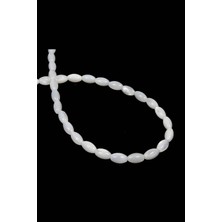 Uçar Doğal Taş Sedef Doğal Taş Parlak Beyaz Arpa Kesim 4x8mm Dizi [AA]