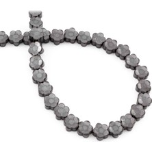 Uçar Doğal Taş Hematit Doğal Taş Parlak Füme Çiçek Kesim 8mm Dizi [AA]