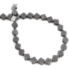 Uçar Doğal Taş Hematit Doğal Taş Parlak Füme Yonca Kesim 6x6mm Dizi [AA]