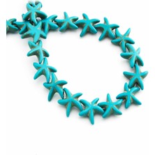 Uçar Doğal Taş Turkuaz Sıkma Doğal Taş Parlak Mavi Yıldız Kesim 10mm Dizi [B+]