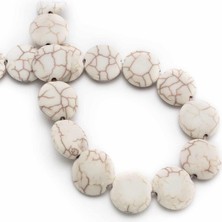 Uçar Doğal Taş Turkuaz Sıkma Doğal Taş Oval Kesim Beyaz 10MM Dizi