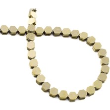 Uçar Doğal Taş Hematit Doğal Taş Parlak Antik Sarı Yassı Altıgen Kesim 5x5mm Dizi [AA]