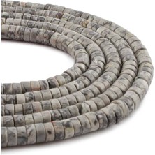 Uçar Doğal Taş Jasper Doğal Taş Parlak Gri Dore Kesim 6x3mm Dizi [AA]
