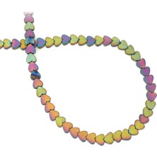 Uçar Doğal Taş Hematit Doğal Taş Mat Gökkuşağı Kalp Kesim 6mm Dizi [AA]