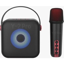 UltraTekno Y2-Pro Ses Değiştirme Özelliğine Sahip Kablosuz Mikrofonlu Mini Karaoke Seti Bluetooth Hoparlör Party Box