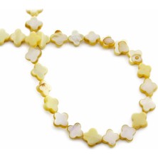 Uçar Doğal Taş Sedef Doğal Taş Parlak Sarı Yonca Kesim 9x3mm Dizi [AA]