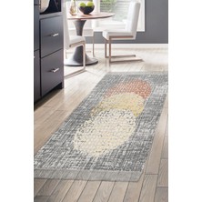 Dekoreko Dijital Mutfak Halısı Yıldız Deri Kaymaz Taban Saçaklı Modern Saeran Kahve Krem Bej