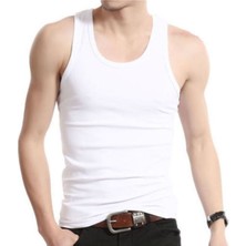 Shopiolog Erkek Beyaz Askılı Penye Pamuklu Atlet 6'lı Paket