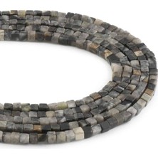 Uçar Doğal Taş Picasso Jasper Doğal Taş Parlak Gri Küp Kesim 4x4mm Dizi [AA]