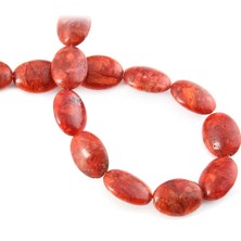 Uçar Doğal Taş Çim Mercan Doğal Taş Parlak Kırmızı Yassı Yuvarlak Kesim 13x18mm Dizi [AA]