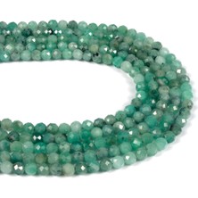 Uçar Doğal Taş Zümrüt Doğal Taş Parlak Küre Kristal Kesim 3mm Dizi