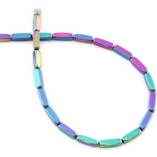 Uçar Doğal Taş Hematit Doğal Taş Parlak Gökkuşağı Dikdörtgen Kesim 3x9mm Dizi [AA]