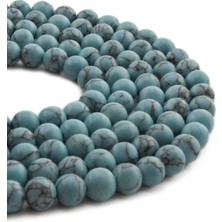 Uçar Doğal Taş Sıkma Turkuaz Parlak Açık Mavi Küre Kesim 8mm Dizi