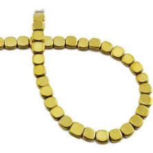 Uçar Doğal Taş Hematit Doğal Taş Parlak Gold Kare Kesim 6x6mm Dizi [AA]