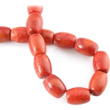 Uçar Doğal Taş Çim Mercan Doğal Taş Parlak Kırmızı Silindir Kesim 12x24mm Dizi [AA]