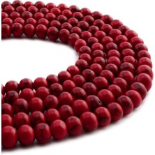 Uçar Doğal Taş Mercan Sıkma Doğal Taş Parlak Kırmızı Küre Kesim 6mm Dizi [B+]