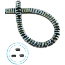 Uçar Doğal Taş Hematit Doğal Taş Parlak Yeşil Piramit Kesim Çift Delik 8x3mm Dizi [AA]
