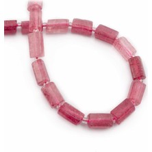 Uçar Doğal Taş Çilek Kuvars Doğal Taş Silindir Kesim 7x12mm Dizi