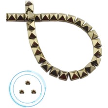 Uçar Doğal Taş Hematit Doğal Taş Parlak Antik Sarı Kare Kesim Çift Delik 6x6mm Dizi [AA]