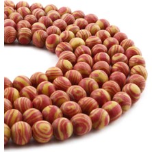 Uçar Doğal Taş Sıkma Malakit Sarı Kımızı Küre Kesim 8mm Dizi