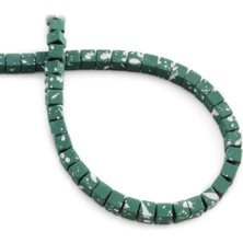 Uçar Doğal Taş Hematit Doğal Taş Mat Benekli Yeşik Küp Kesim 4x4mm Dizi