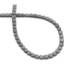Uçar Doğal Taş Hematit Doğal Taş Mat Gri Kare Kesim 4x4mm Dizi [AA]