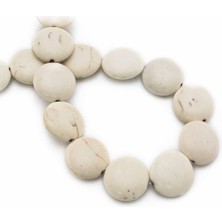 Uçar Doğal Taş Turkuaz Sıkma Oval Kesim Beyaz 18mm Dizi